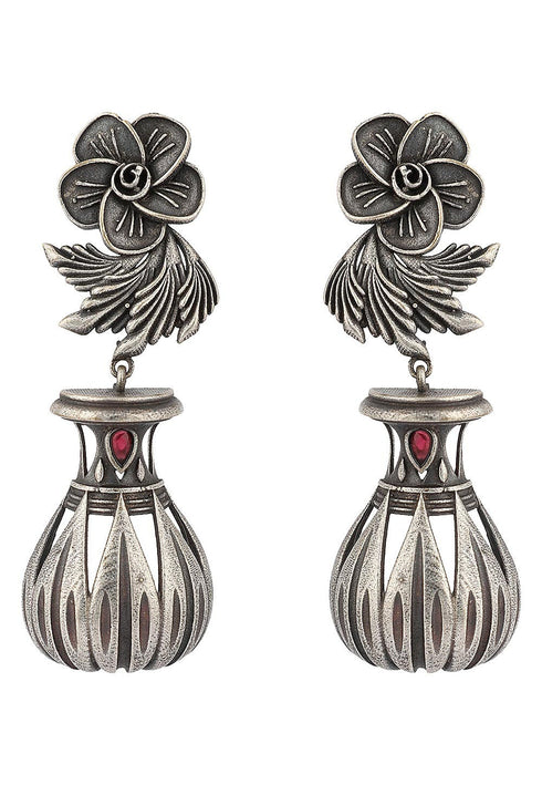 Pot Style Silver Look Alike Stone Studded Earrings 15g